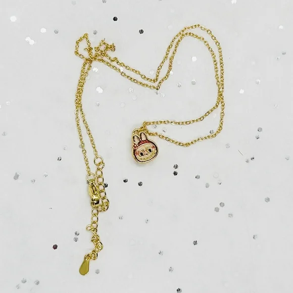 ✨LIMITED✨ Labubu Zimomo Bunny Necklace 🐰💖 18K Gold Cutie! - Picture 5 of 5